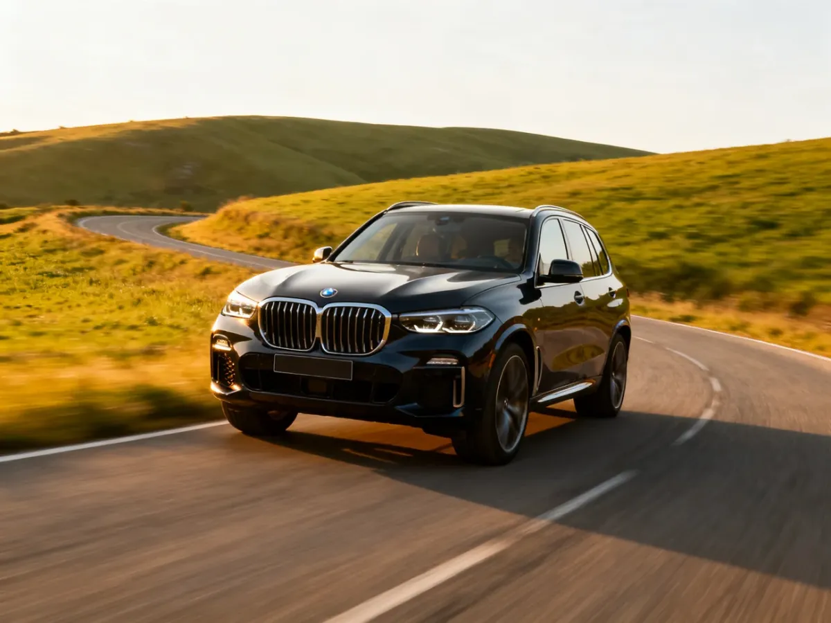 BMW X5 G05 podczas dynamicznej jazdy po krętej drodze