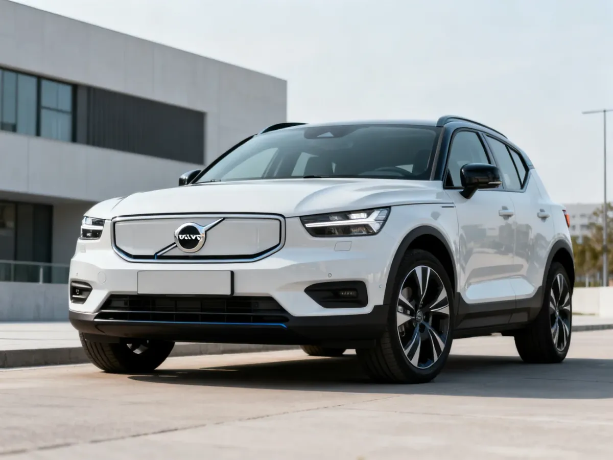 Volvo XC40 Recharge zaparkowane w nowoczesnym otoczeniu miejskim