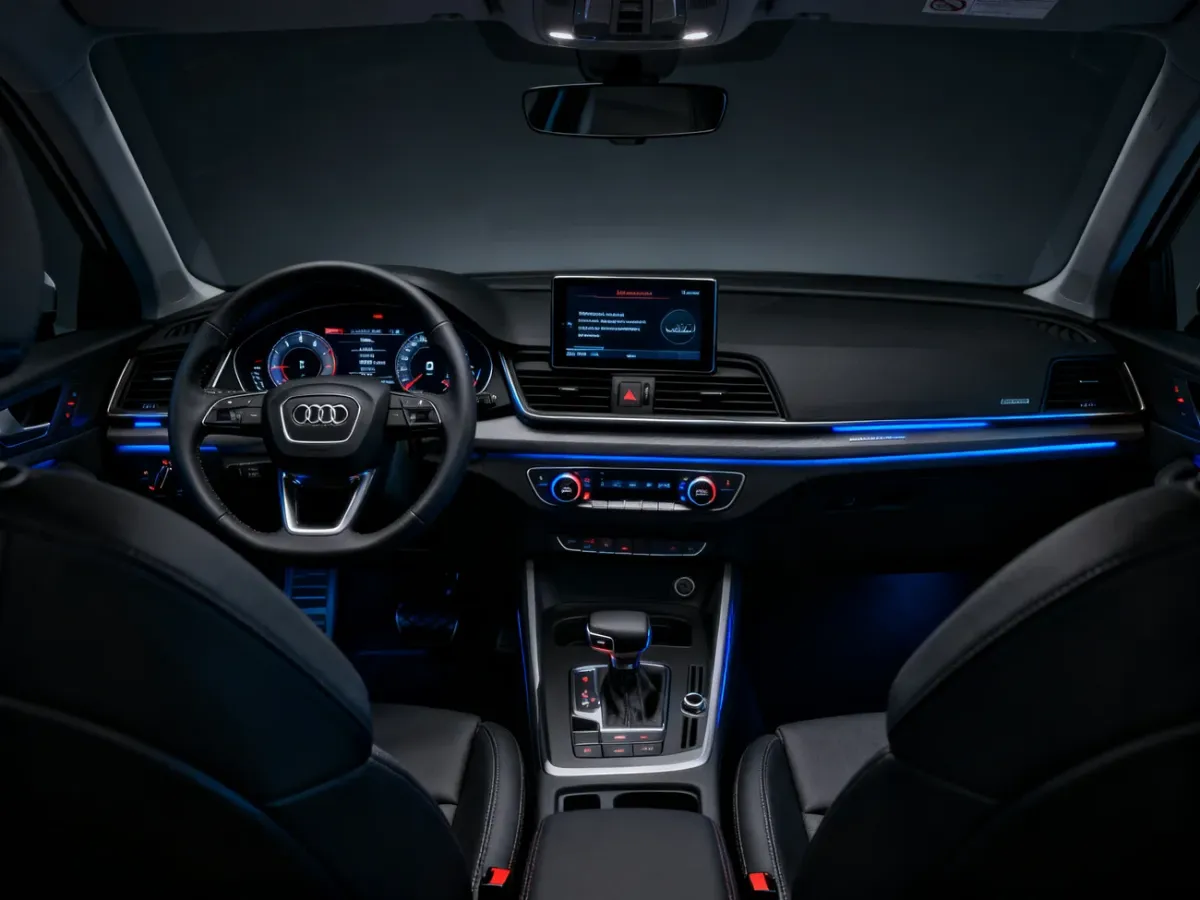 Cyfrowy kokpit Audi Q3 F3 z fizycznymi elementami sterowania