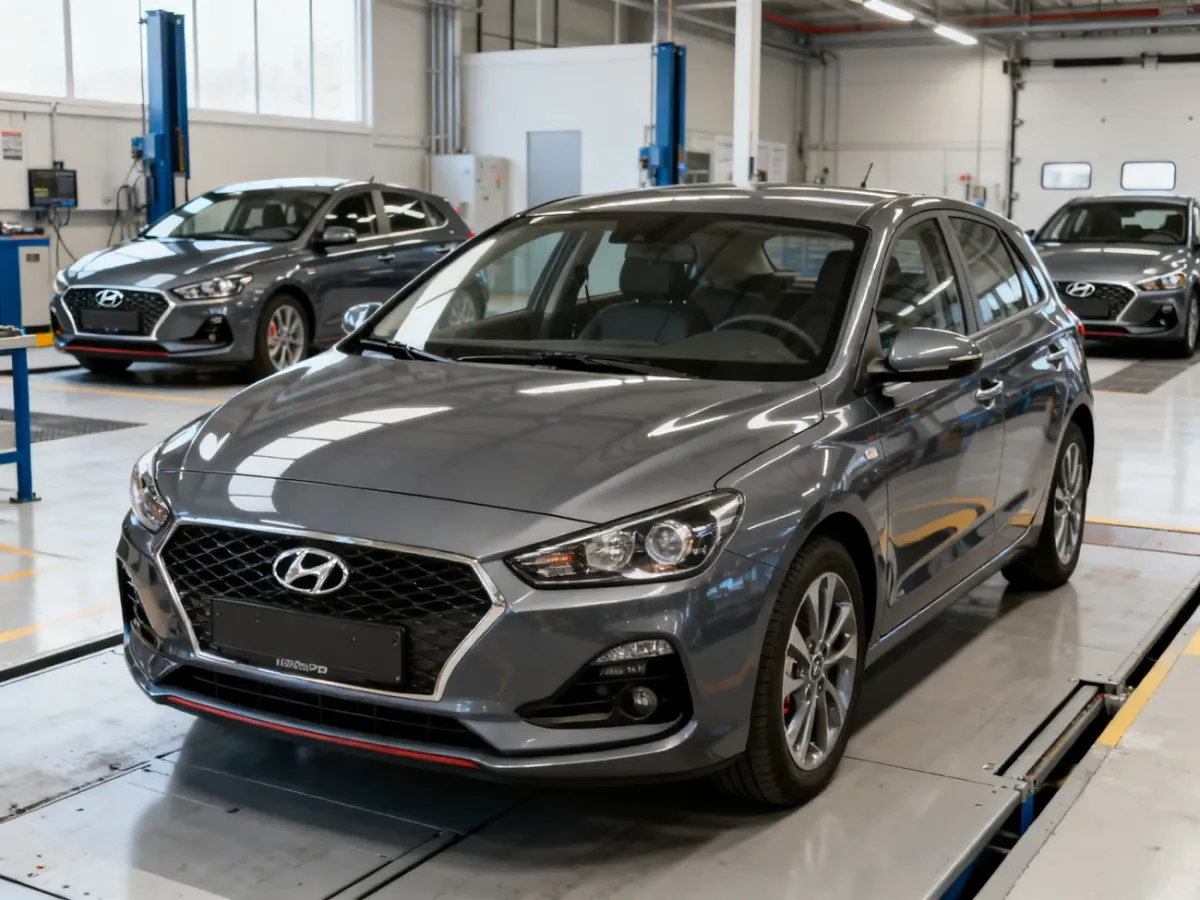 Hyundai i30 PD podczas oględzin w profesjonalnym warsztacie