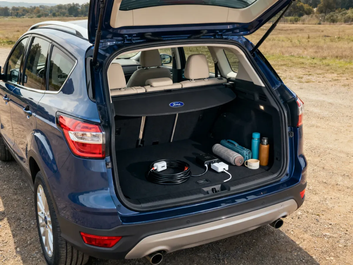 Bagażnik Forda Kuga MK3 z otwartą klapą