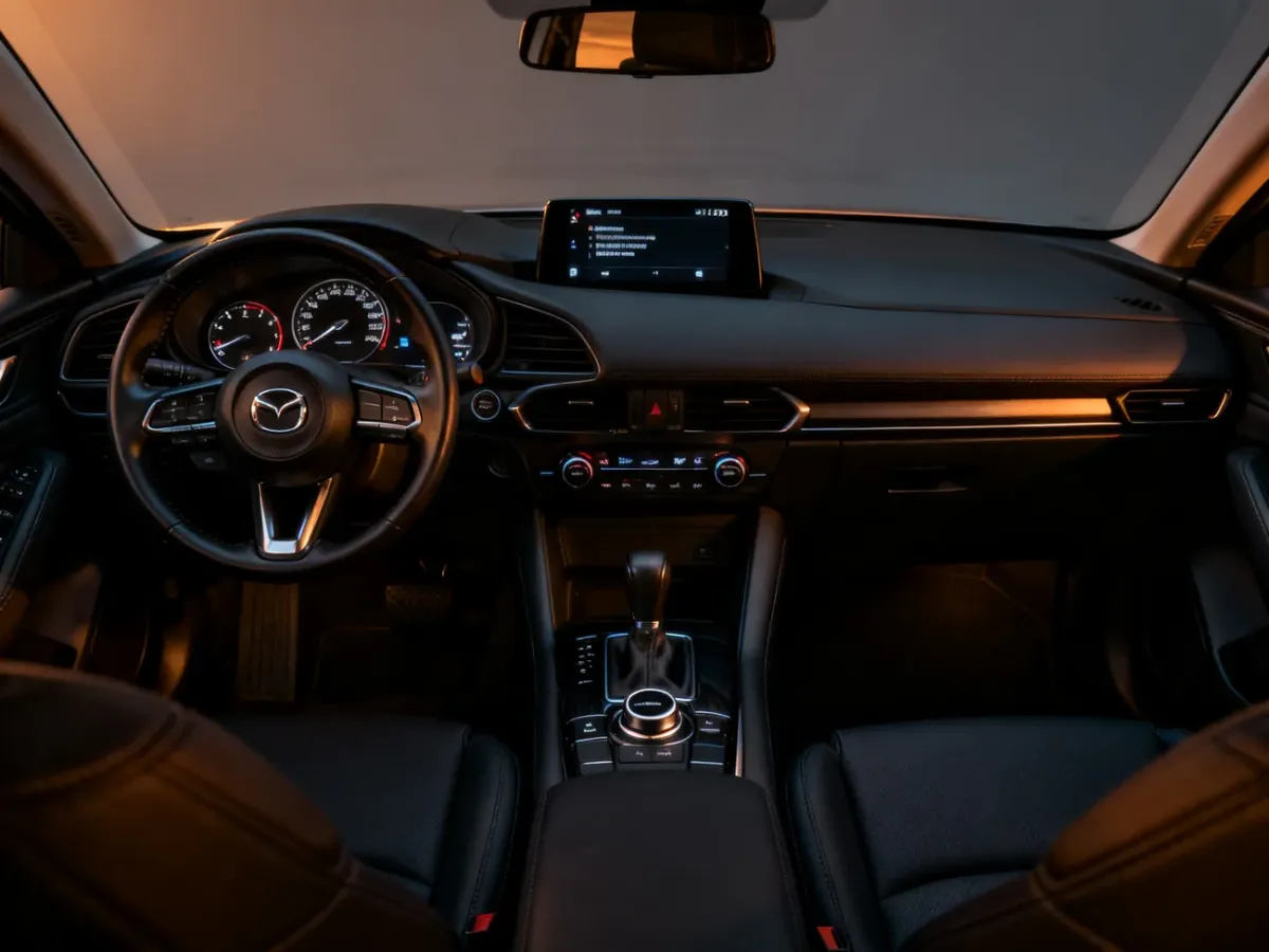 Minimalistyczne wnętrze Mazdy CX-30 z fizycznymi elementami sterowania