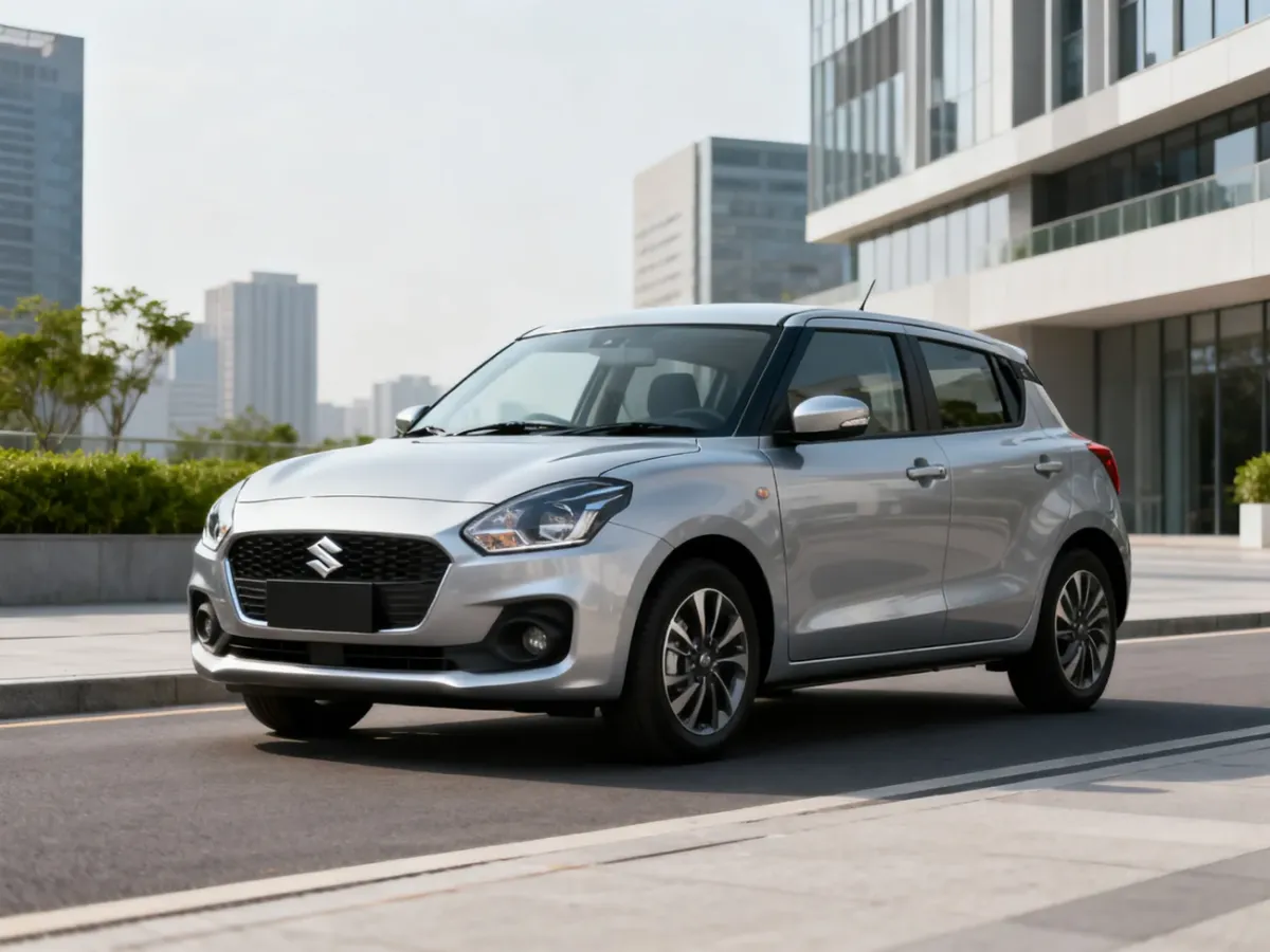 Srebrne Suzuki Swift 2024 na miejskiej ulicy