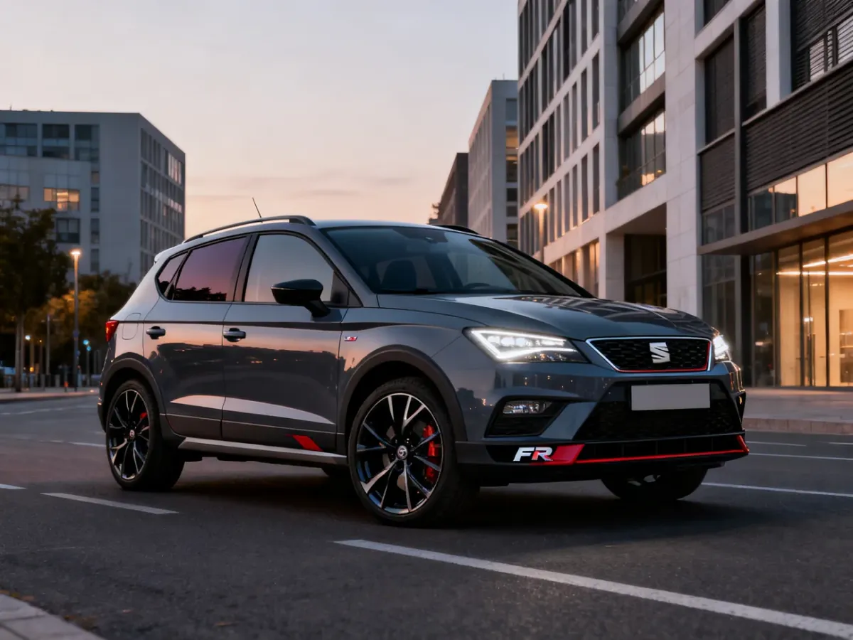 SEAT Arona FR z dużymi felgami i sportowymi detalami nadwozia na miejskiej ulicy