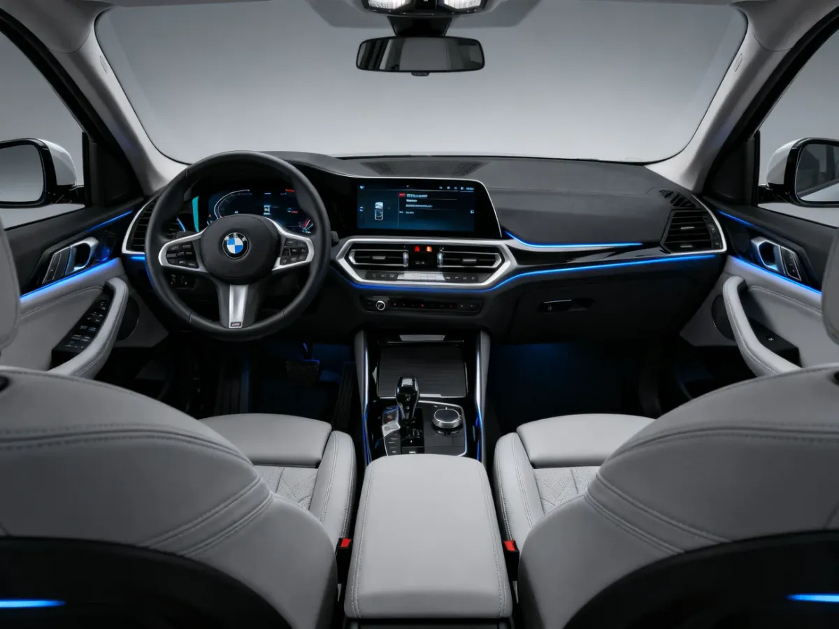 Minimalistyczne wnętrze BMW X1 U11 z zakrzywionym ekranem