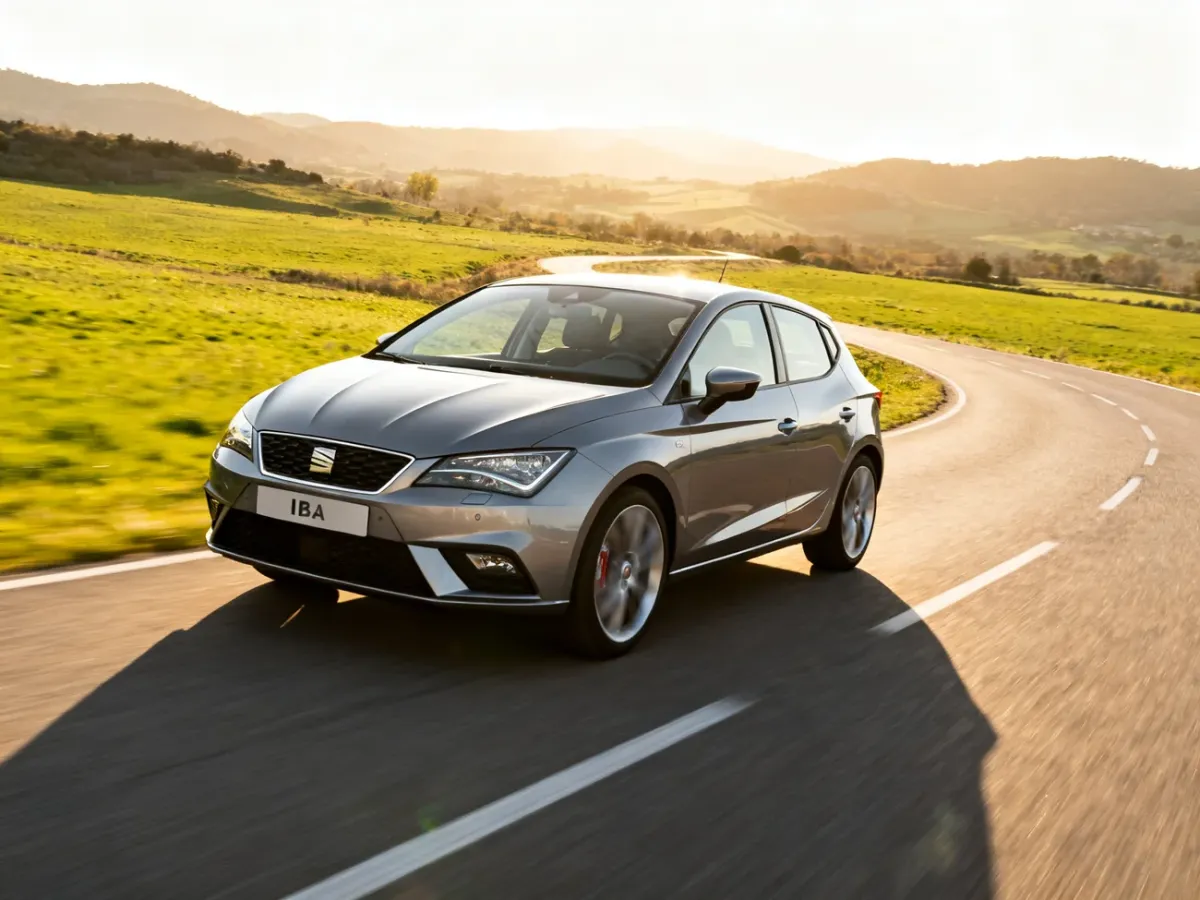 Seat Ibiza KJ podczas jazdy po pozamiejskiej drodze