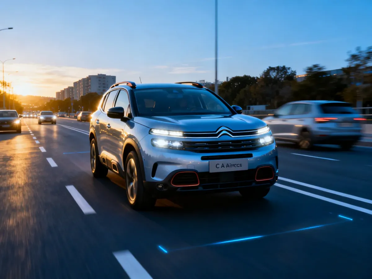 Citroën C5 Aircross korzystający z systemów bezpieczeństwa na drodze